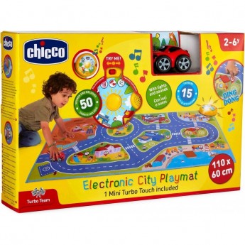 Игровой коврик CHICCO "Город" электрон. с машинкой, Разноцветный