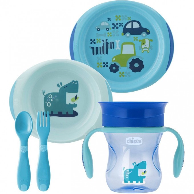 Набор детской посуды CHICCO (5 предметов), 12м+, голубой 340624058