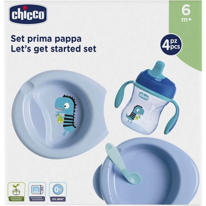 Набор детской посуды CHICCO 6м+, голубой 16200200000