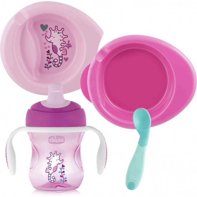 Набор детской посуды CHICCO 6м+, розовый 340624055