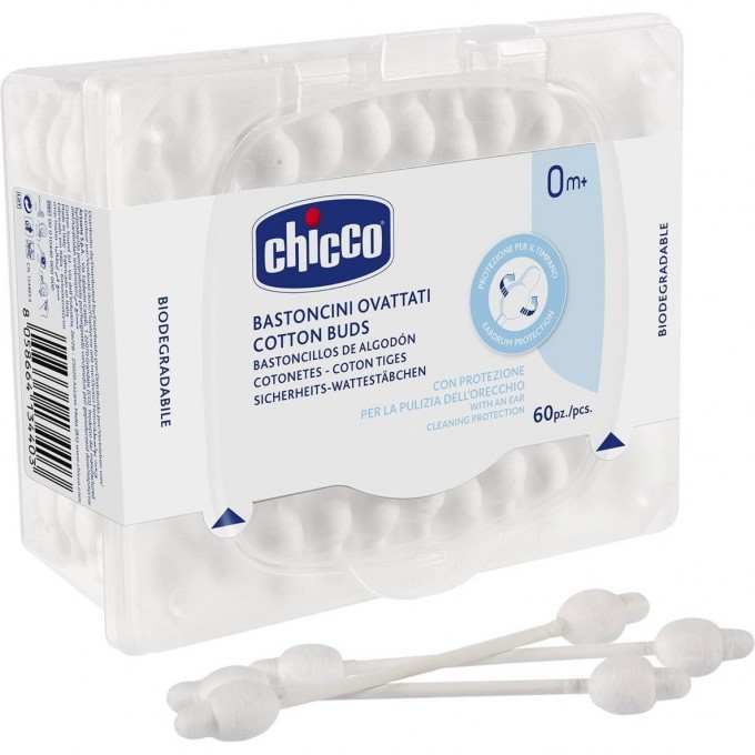 Палочки ватные CHICCO с ограничителем 60 шт. 00010440000000