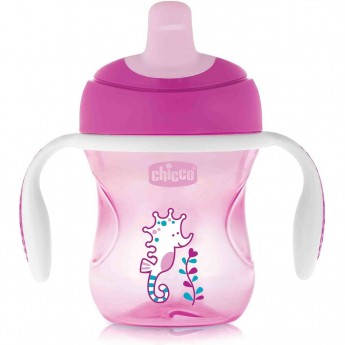 Поильник CHICCO TRAINING CUP (полужесткий носик), 6м+, 200 мл, розовый