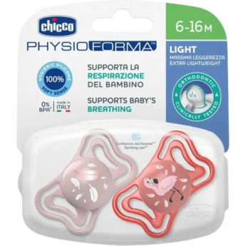 Пустышка CHICCO PHYSIO LIGHT PINK 6-16M 2 шт Пустышка CHICCO PHYSIO LIGHT PINK 6-16M 2 шт